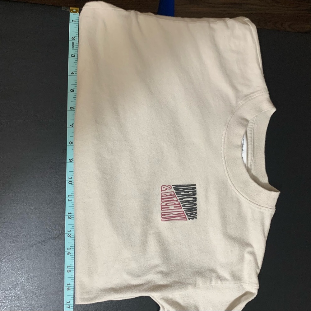 Abercrombie & Fitch Kids Long Sleeve Beige New York Graphic Shirt Sz 13/14 - Picture 5 of 7